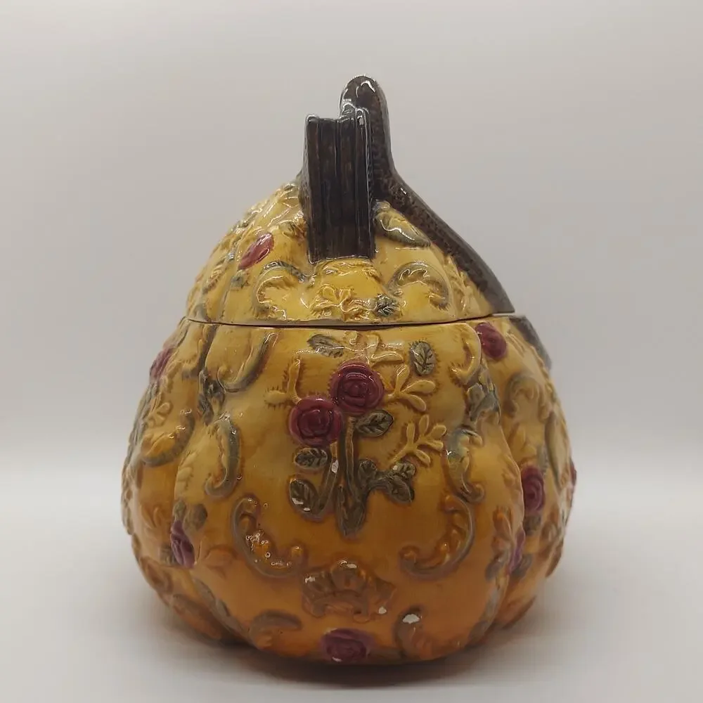 Vintage International Art Ceramic Purse Cookie Jar Handbag Canister Yellow Rose